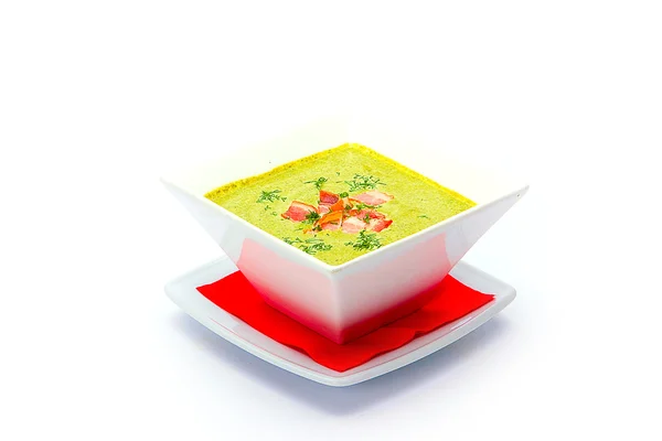 Bowl with pumpkin soup on white background. — Stock Photo, Image