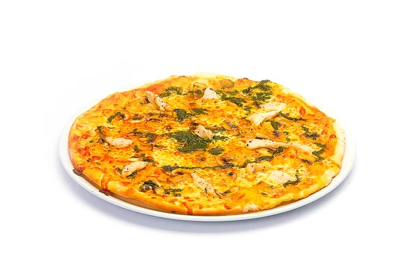 Pizza auf Weiß — Stockfoto