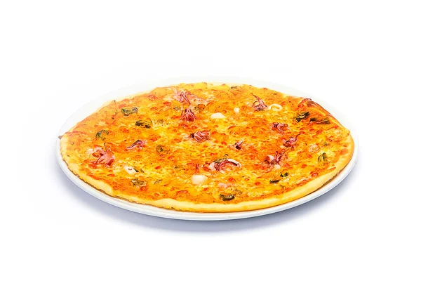 Pizza auf Weiß — Stockfoto