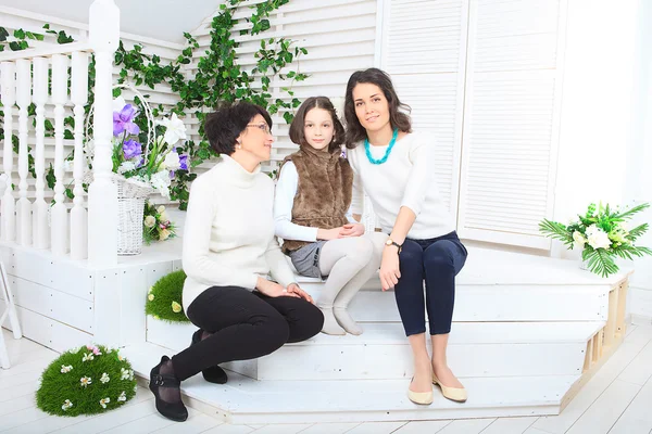 Cute little girl, her mother and grandmother together on this portrait — Stock Photo, Image