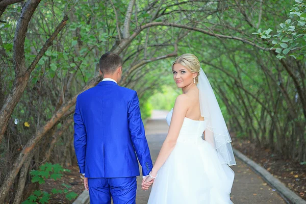 Gelin Damat Düğün gününde karşılamaktadır. — Stok fotoğraf