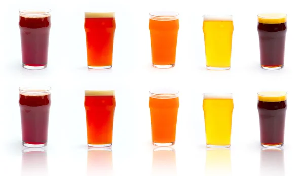 Set Glass of beer isolated on white — Stock Photo, Image
