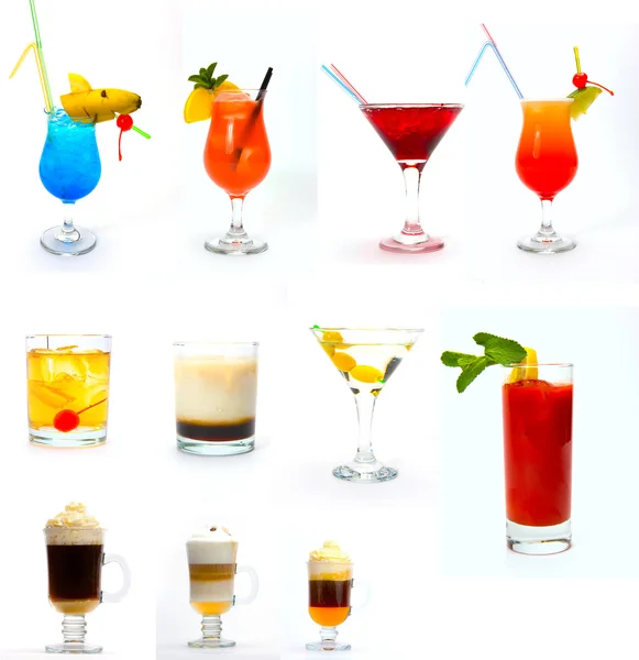 Various type of alcoholic drinks isolated on white — Stock Photo, Image