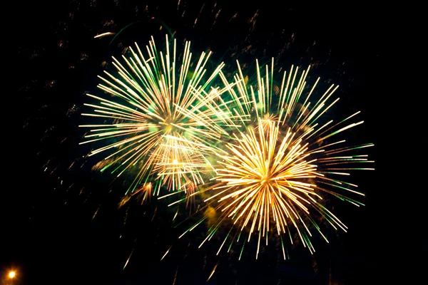 Fireworks exploding in night sky — Stock Photo, Image