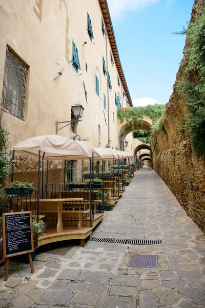 Italienisches Gemütliches Restaurant Der Antiken Stadt Unter Freiem Himmel — Stockfoto