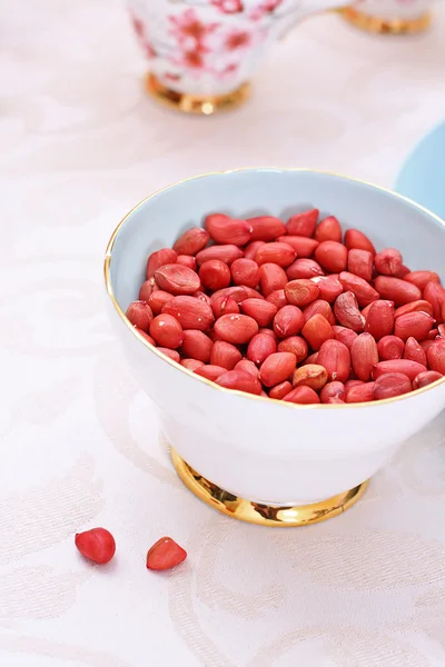 Red skin peanuts, close up — Stock Photo, Image