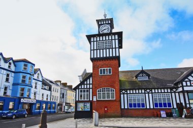 Portrush city hall and tower clock clipart