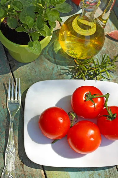 Alimentos saudáveis, massas e tomates — Fotografia de Stock