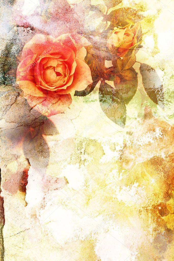 Romantic orange roses background