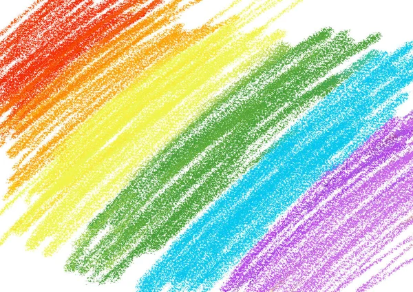 Regenboog Spectrum Krijt Krabbel Doodle Streep Schetsen Pastel Kleur Potlood — Stockfoto