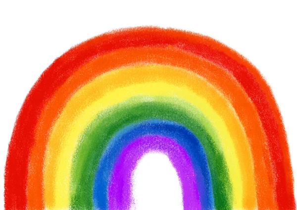 Regenboog Spectrum Streep Borstel Kleurrijke Krijt Hand Getekend Geïsoleerd Illustratie — Stockfoto