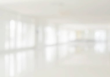 Görüntü odası koridoru hastanesi. Beyaz boş ofis geniş oda bulanıklığı