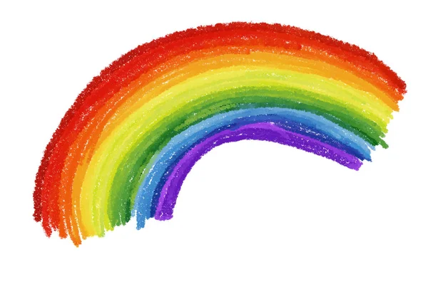 Rainbow Kid Tekenen Krijt Krabbel Doodle Streep Schetsen Pastel Kleur — Stockfoto