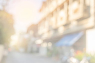 Şehir merkezinde yol, doğa ve ışık ile bulanıklık soyut arka gruplandırma