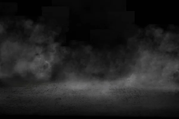 Concrete Floor Smoke Fog Dark Room Spotlight Asphalt Street Black — Foto Stock