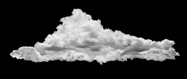 Большие Белые Облака Изолированы Черном Фоне Широкие Горизонтальные — стоковое фото