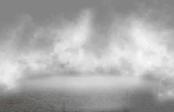 Pavimento Cemento Con Fumo Nebbia Camera Buia Con Riflettori Asfalto — Foto Stock