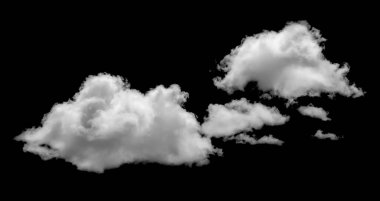 White clouds isolated on black background, cloud set on blac
