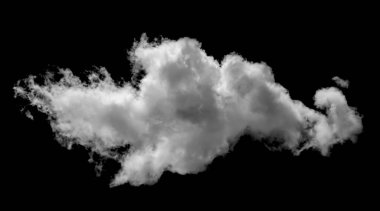 Büyük beyaz bulutlar. Kabarık beyaz bulut desenli kara gökyüzünde izole edilmiş bir bulut. Kara gökyüzü arka planı, bulutlu, beyaz ve siyah, yatay