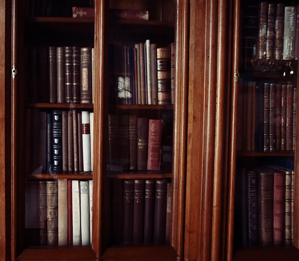 Historic old books in library — Stockfoto