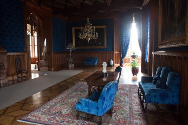 lüks iç chateau Avrupa, ahşap çatı, eski mobilya