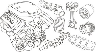 Car part contours clipart