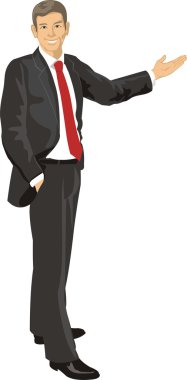 Man shows hand a direction clipart