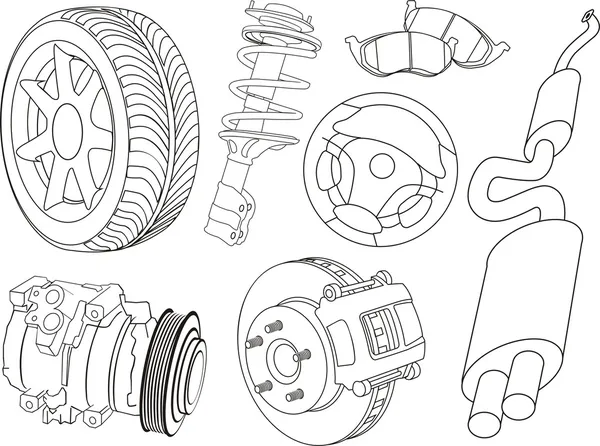 Piezas del coche — Vector de stock