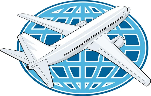 Plane on a globe background — Stock Vector