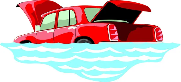 Flooded car — Stock Vector