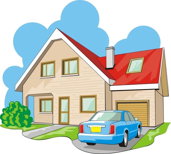 House with car — Stock Vector