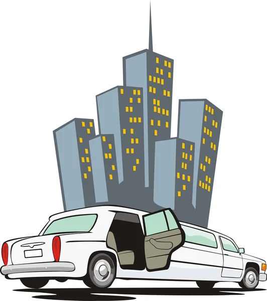 Limousine på staden bakgrund — Stock vektor