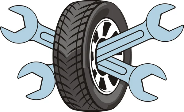 Fixação de pneu carro —  Vetores de Stock