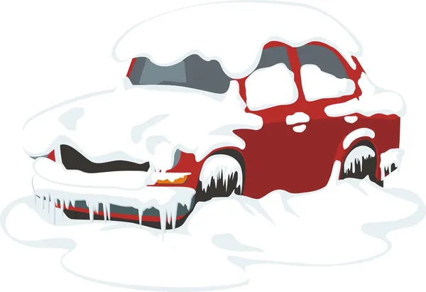雪の下で車 — ストックベクタ