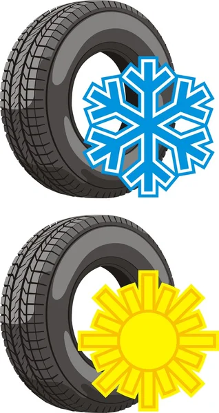夏季和冬季轮胎 图库插图