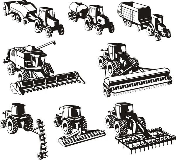 Set di macchine agricole — Vettoriale Stock