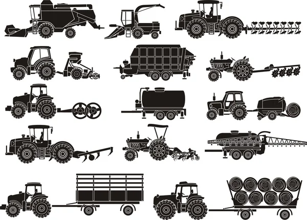 Ensemble de machines agricoles — Image vectorielle