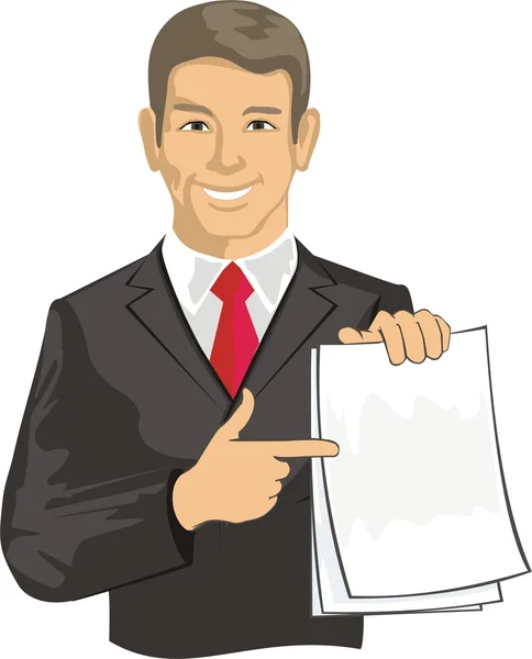 Hombre de negocios con papel — Vector de stock