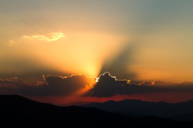 Golden sunset mountain