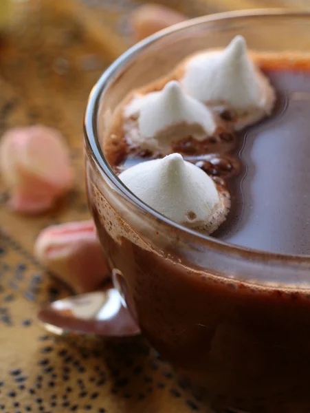 Tasse de chocolat chaud avec guimauves et épices — Photo