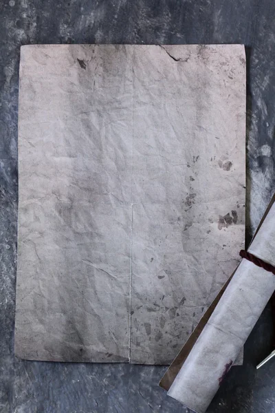 Stary szary papier, vintage przewijania — Zdjęcie stockowe