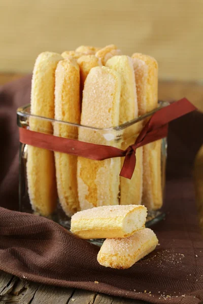 Traditional Italian sugar biscuit cookies savoiardi — Stock Photo, Image