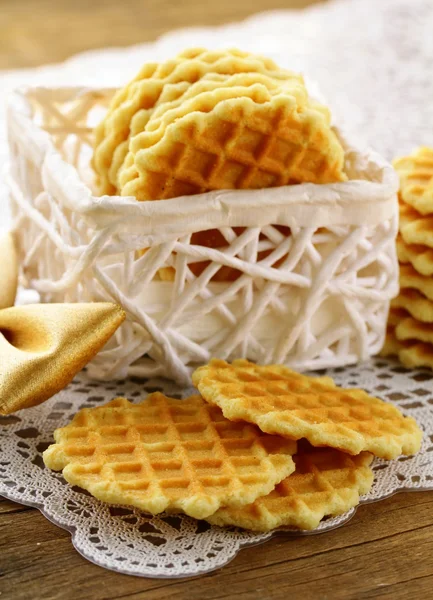 Belgian waffles for dessert and breakfast — Stock Photo, Image