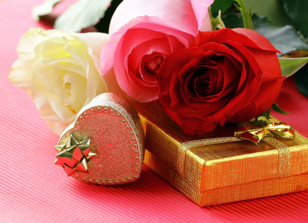 Fresh roses and gifts for the holiday Valentines Day