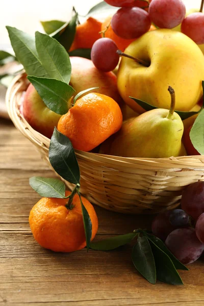 Різні осінні фрукти (груші, яблука, мандарин і виноград ) — стокове фото