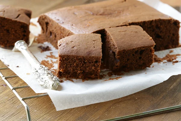 Delicioso bolo de chocolate caseiro brownie — Fotografia de Stock