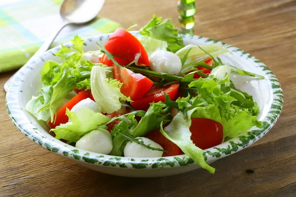 Салат с рукколой, помидорами и сыром моцарелла — стоковое фото