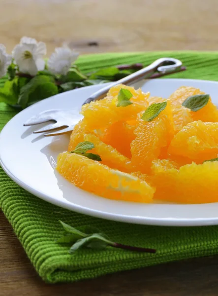 Fruit salad with orange and mint — Stock Photo, Image