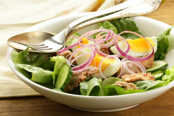 Ensalada francesa Nicoise - con atún y huevo — Foto de Stock