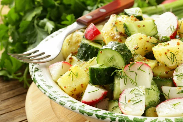 Картопляний салат з огірком та редькою — стокове фото
